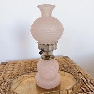 Vintage Pink Satin Glass Hobnail Desk Lamp